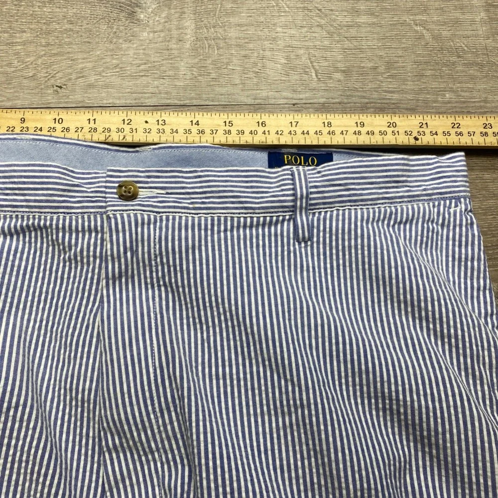 Polo Ralph Lauren Seersucker Shorts Mens 44 Blue Stripe Stretch Classic Fit Golf